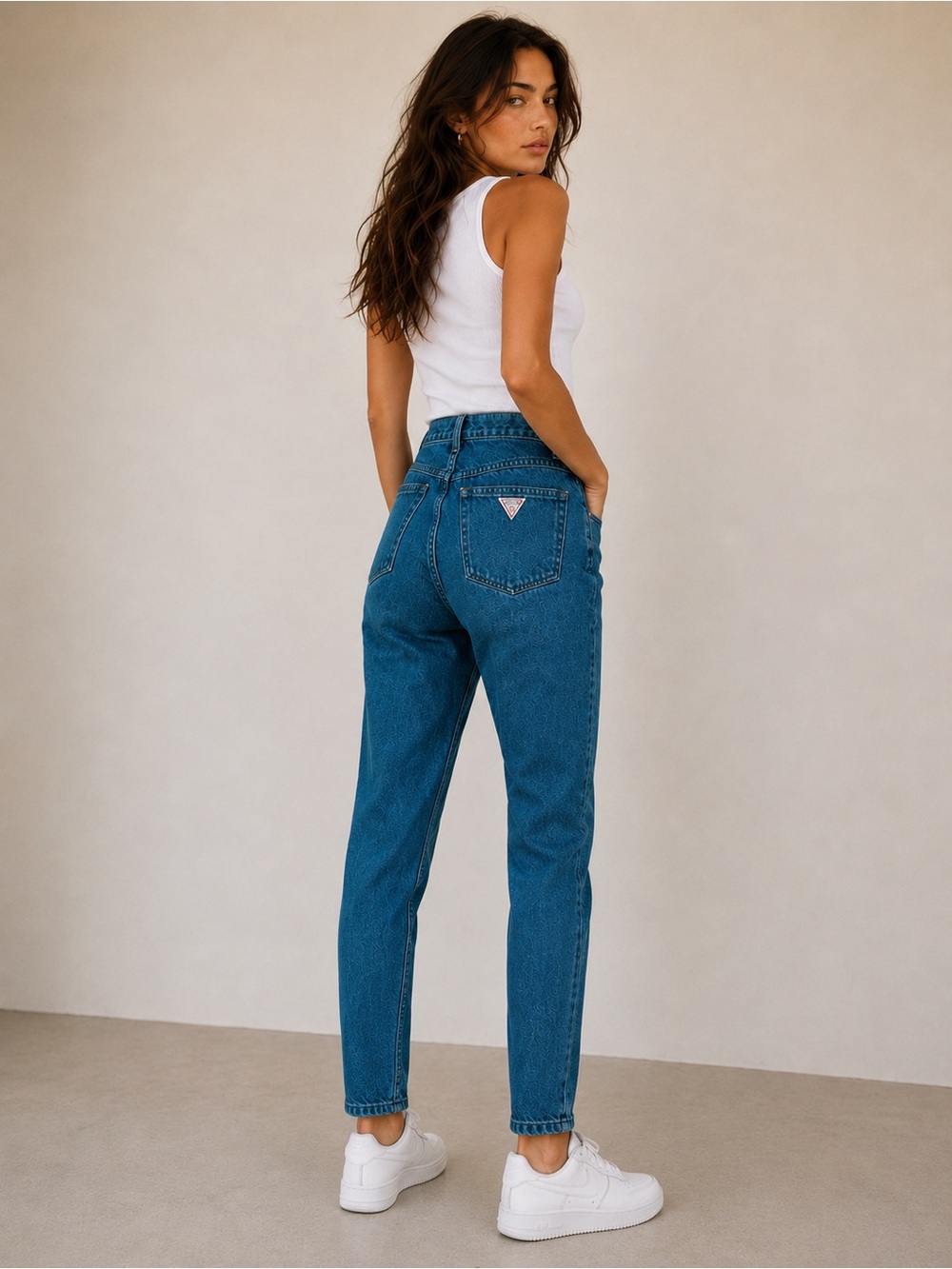 Vintage 90s Guess by Georges Marciano USA High Rise Mom Jeans Size 24 Teal Blue - Picture 1 of 7